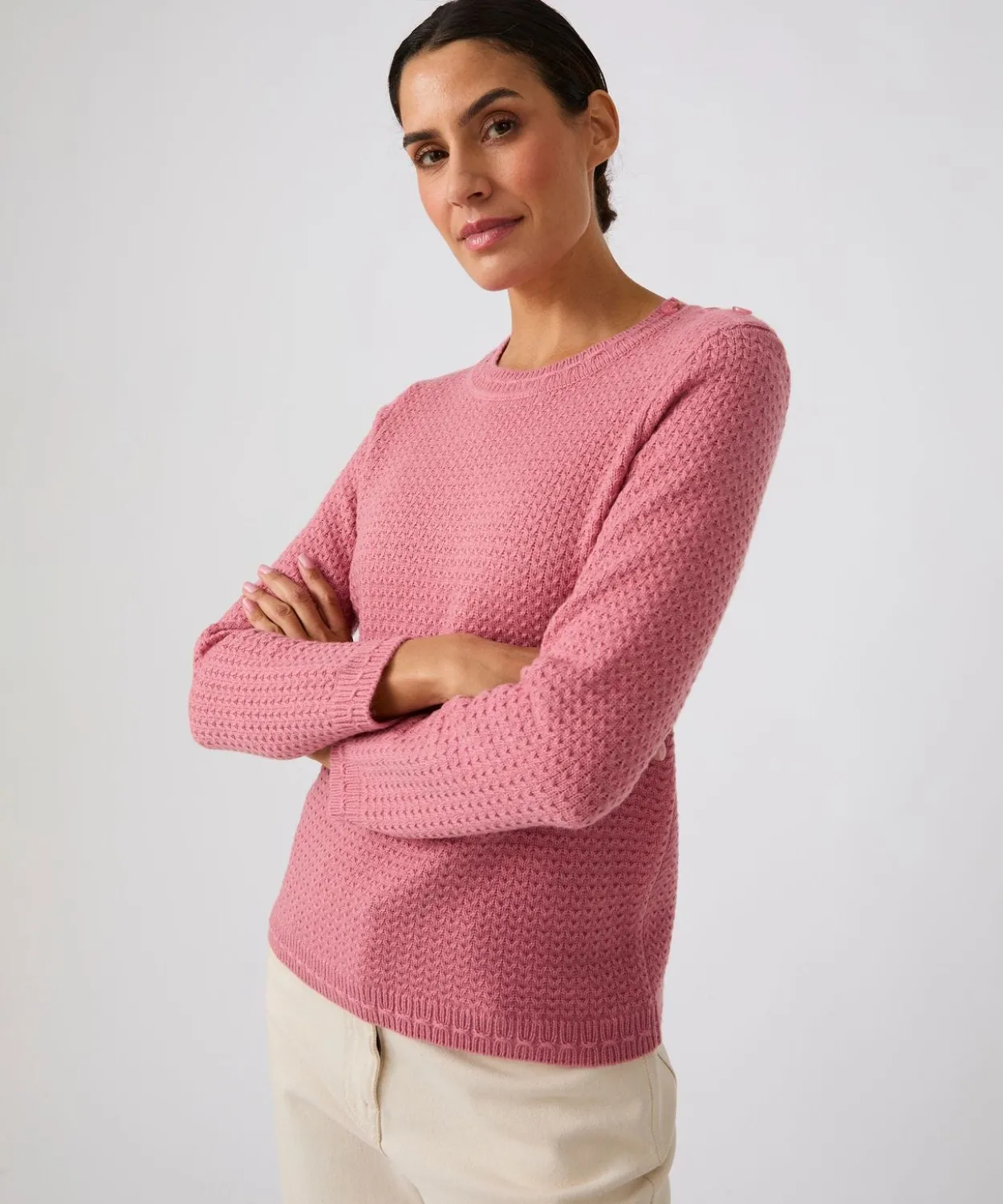 Pull mélange laine boutons épaule
