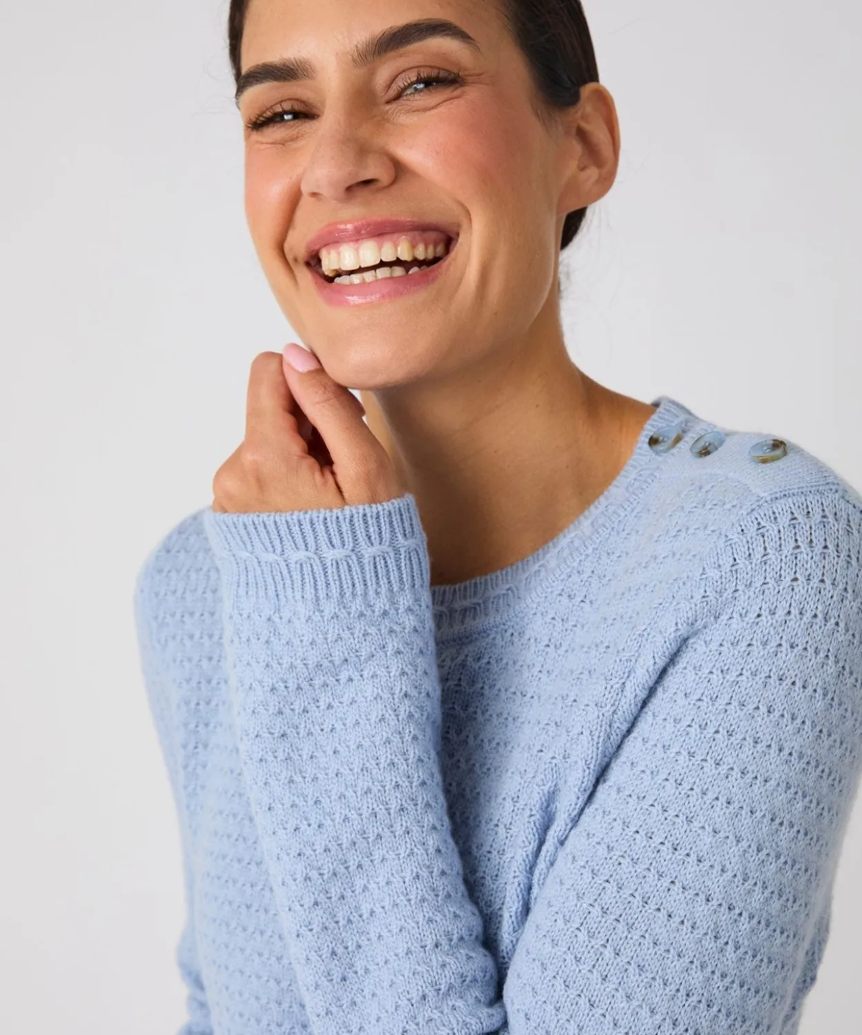 Pull mélange laine boutons épaule
