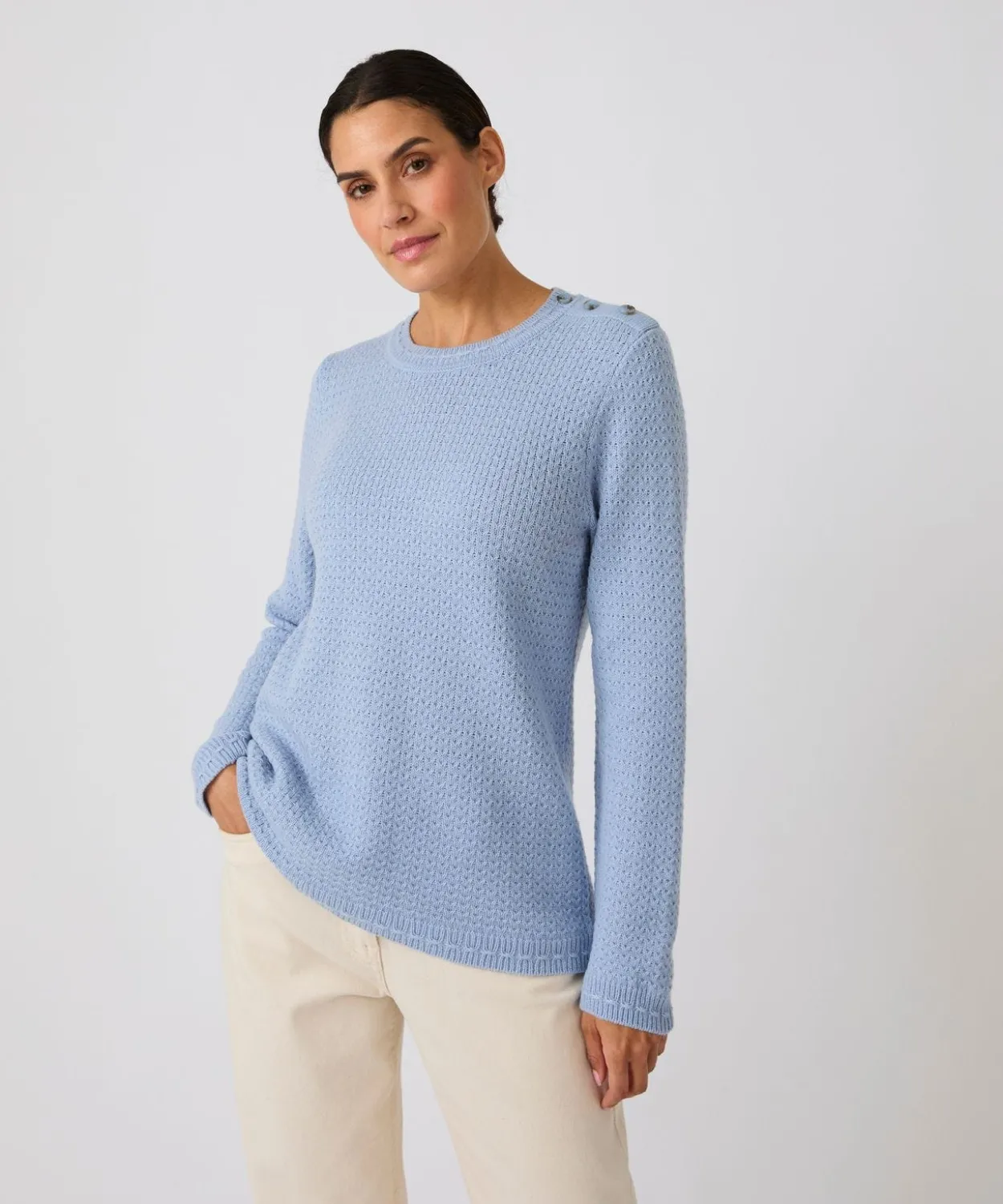 Pull mélange laine boutons épaule
