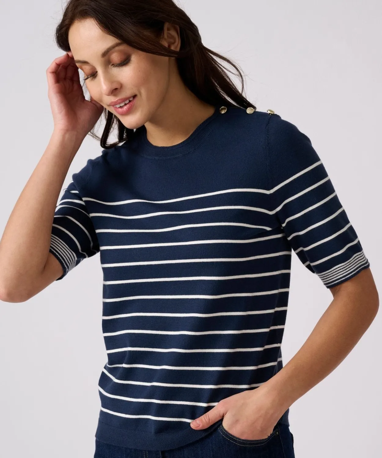 Pull rayé manches aux coudes