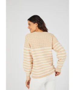 Pull rayures et maille ajourée Thermolactyl