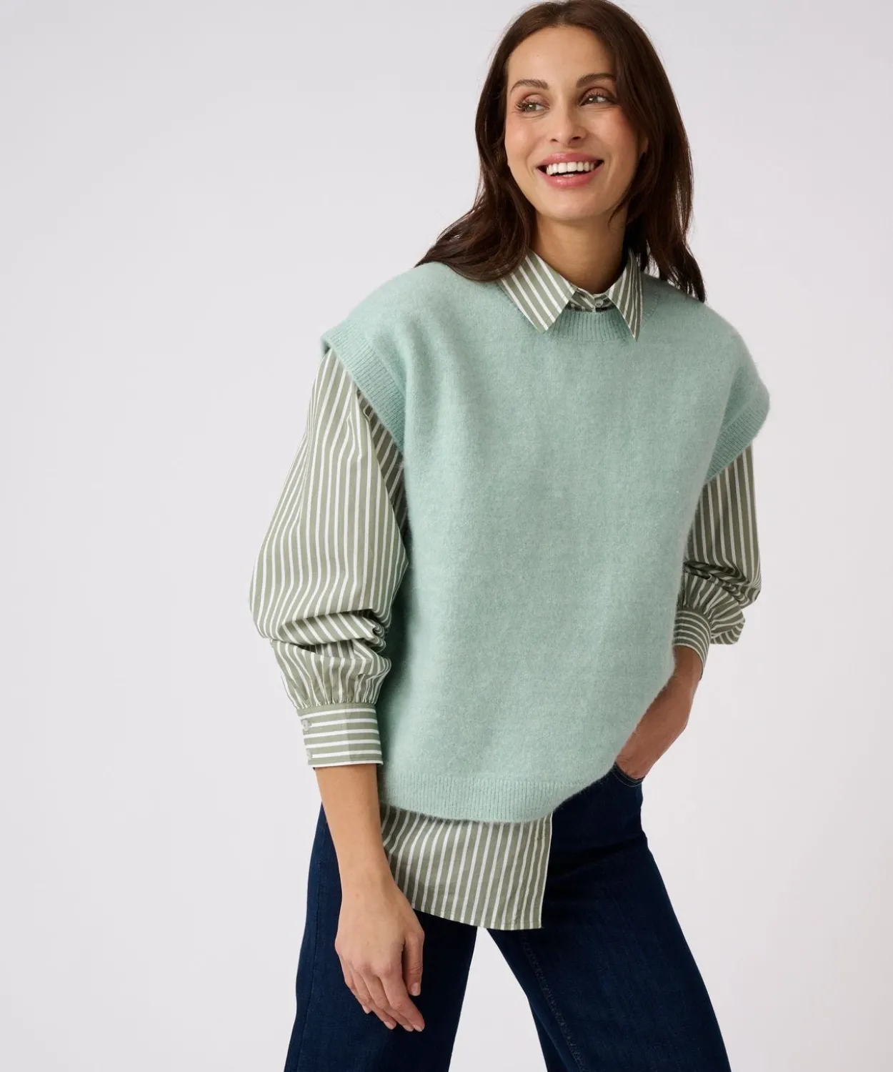 Pull sans manches toucher doux