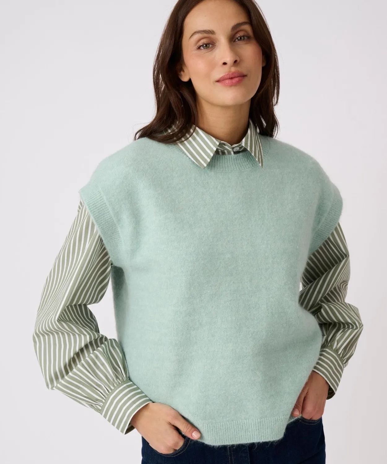 Pull sans manches toucher doux