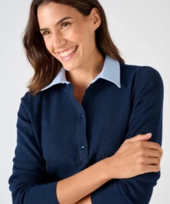 Pull Thermolactyl col chemisier chambray