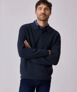 Pull Thermolactyl col polo en maille texturée.