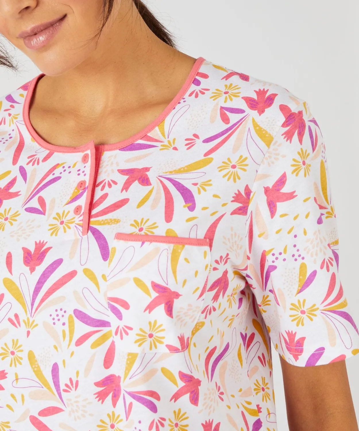 Pyjacourt maille jersey graphique pur coton peigné