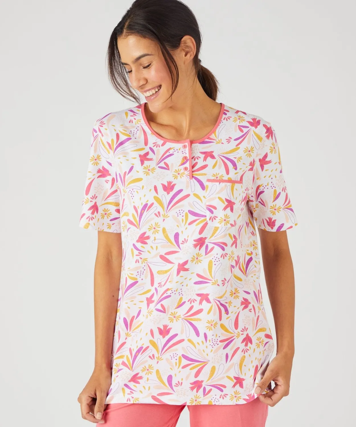 Pyjacourt maille jersey graphique pur coton peigné