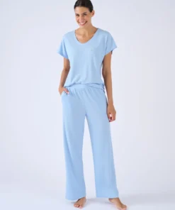 Pyjama 7/8ème en maille gaufrée