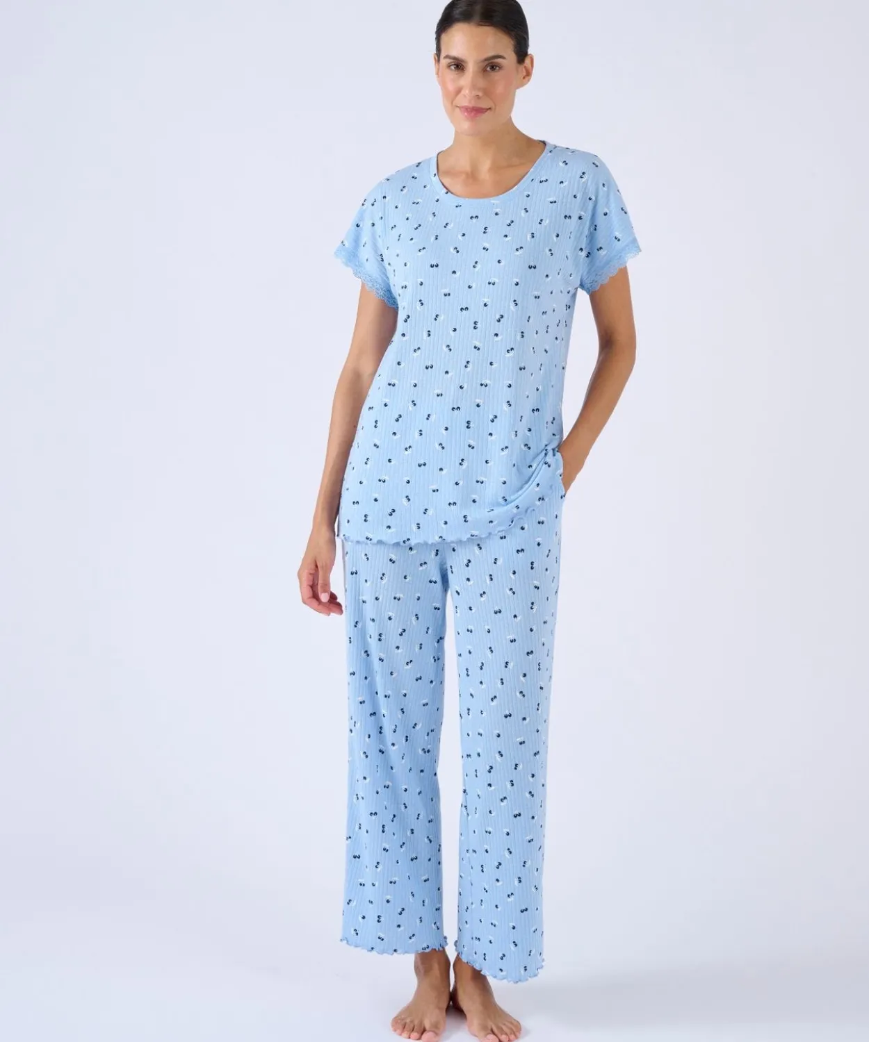Pyjama 7/8ème en maille pointelle