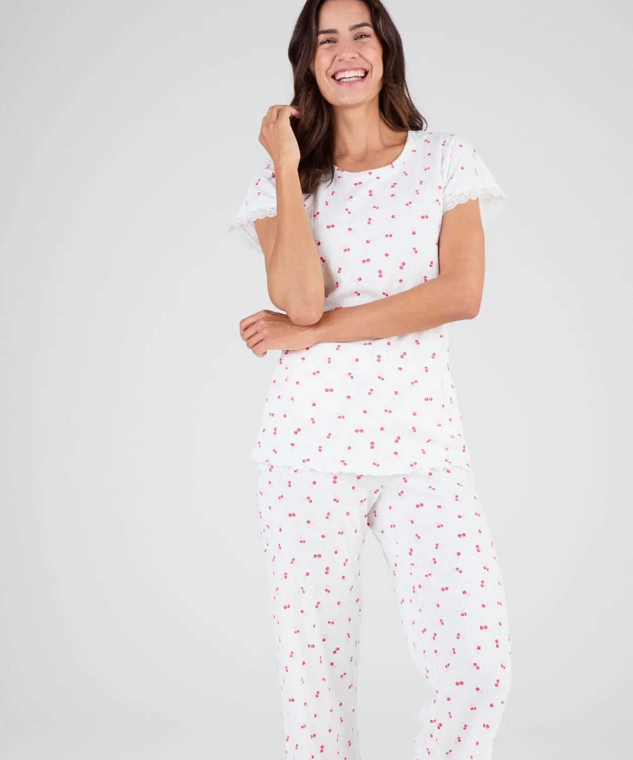 Pyjama 7/8ème en maille pointelle