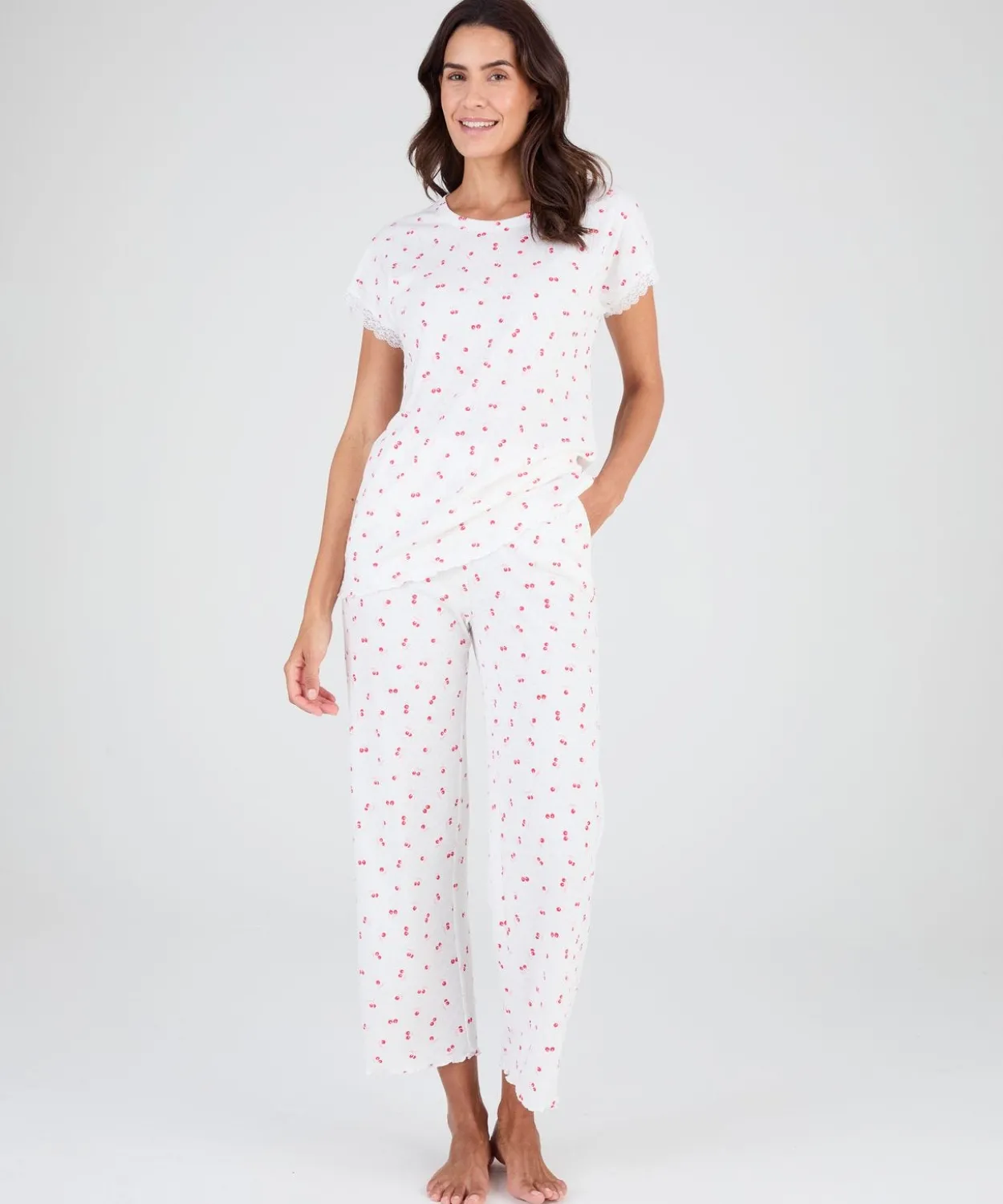 Pyjama 7/8ème en maille pointelle