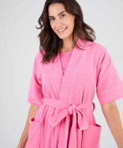 Robe de chambre forme kimono, maille bouclette