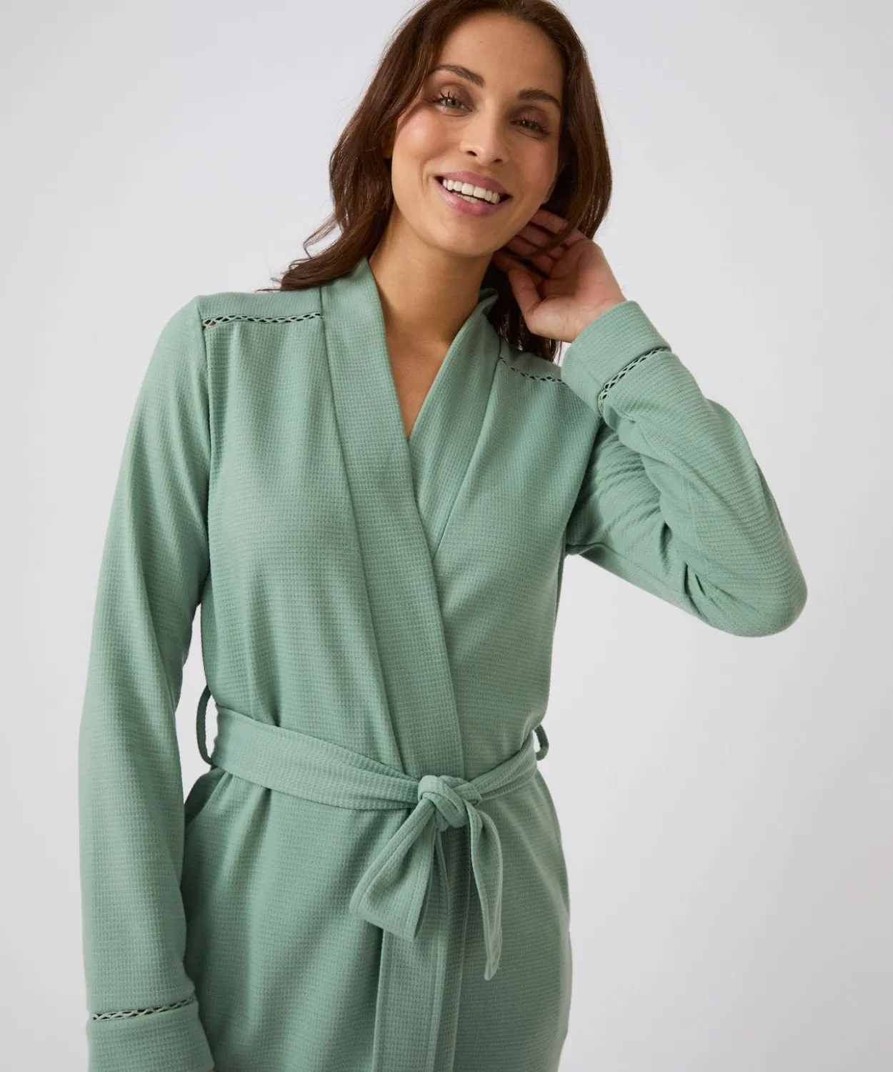 Robe de chambre maille fantaisie gaufrée