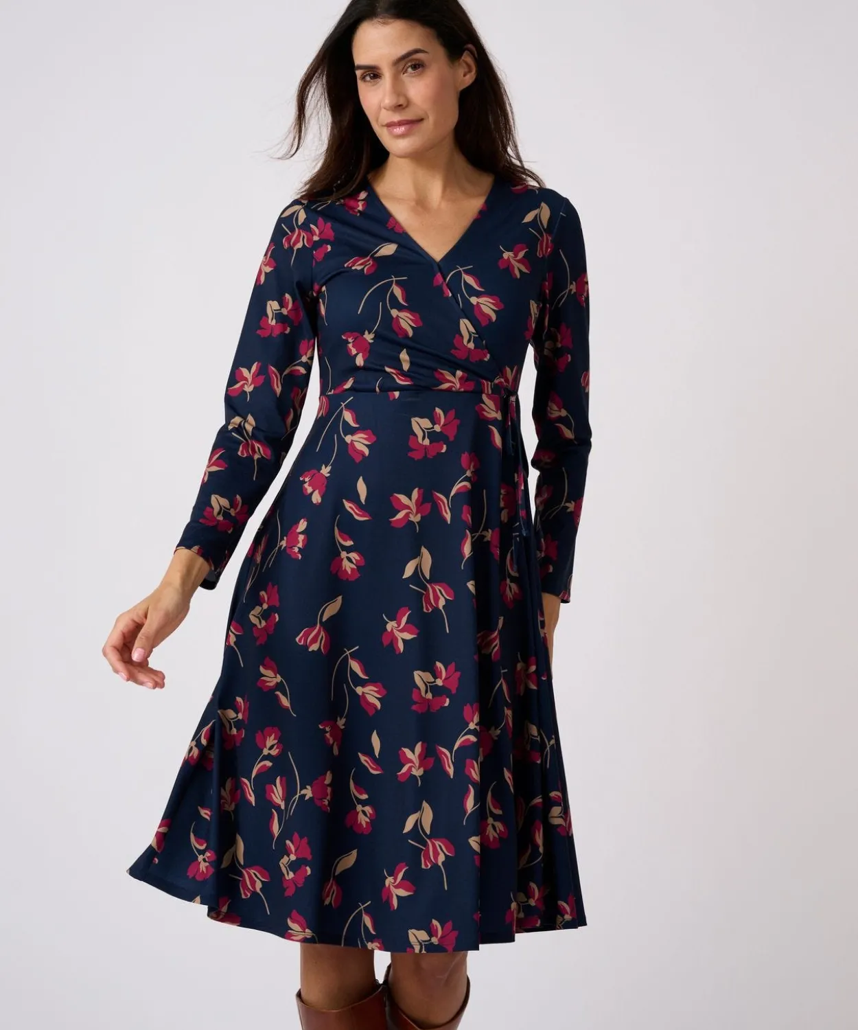 Robe maille crêpe effet cache-coeur