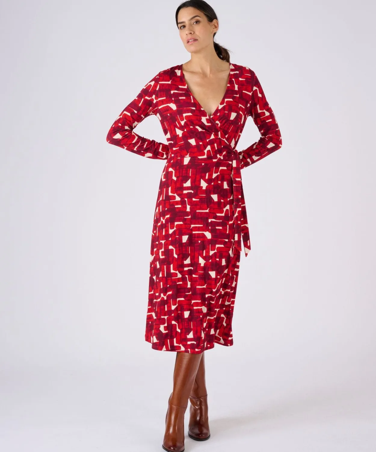 Robe maille effet cache-coeur viscose stretch