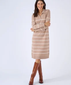 Robe-pull col polo rayée