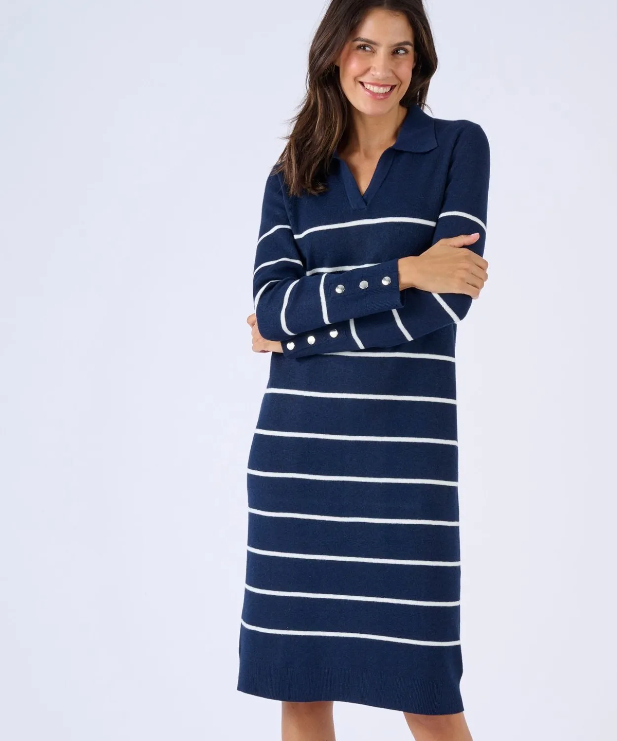 Robe-pull col polo rayée