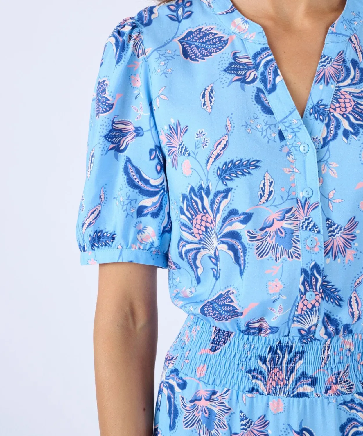 Robe tissu fluide à smocks
