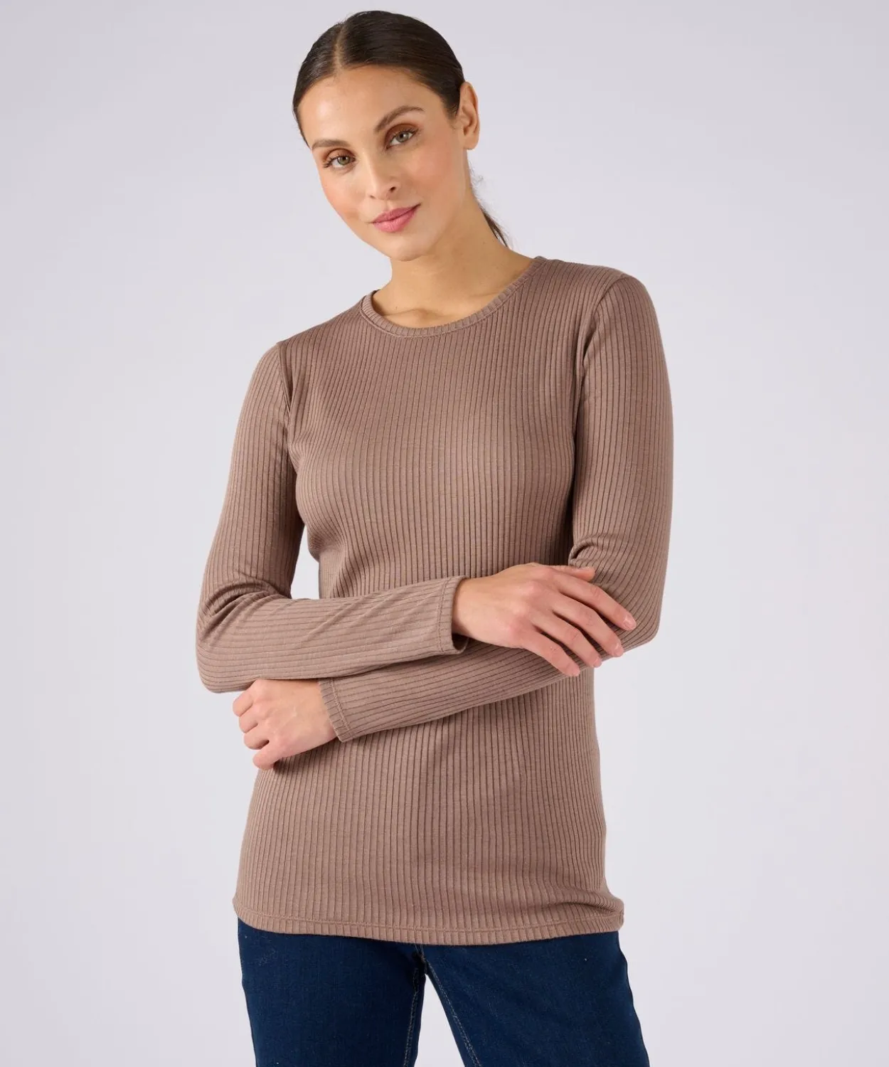 Sous-pull col rond en maille côtelée