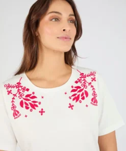 T-shirt brodé pur coton