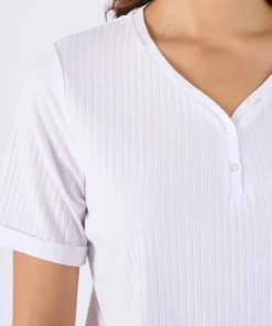T-shirt col tunisien boutonné