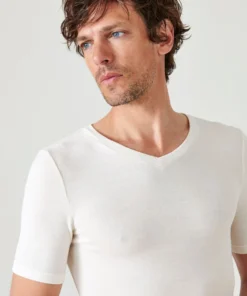 T-shirt col V manches courtes fine côte Thermolactyl Sensitive