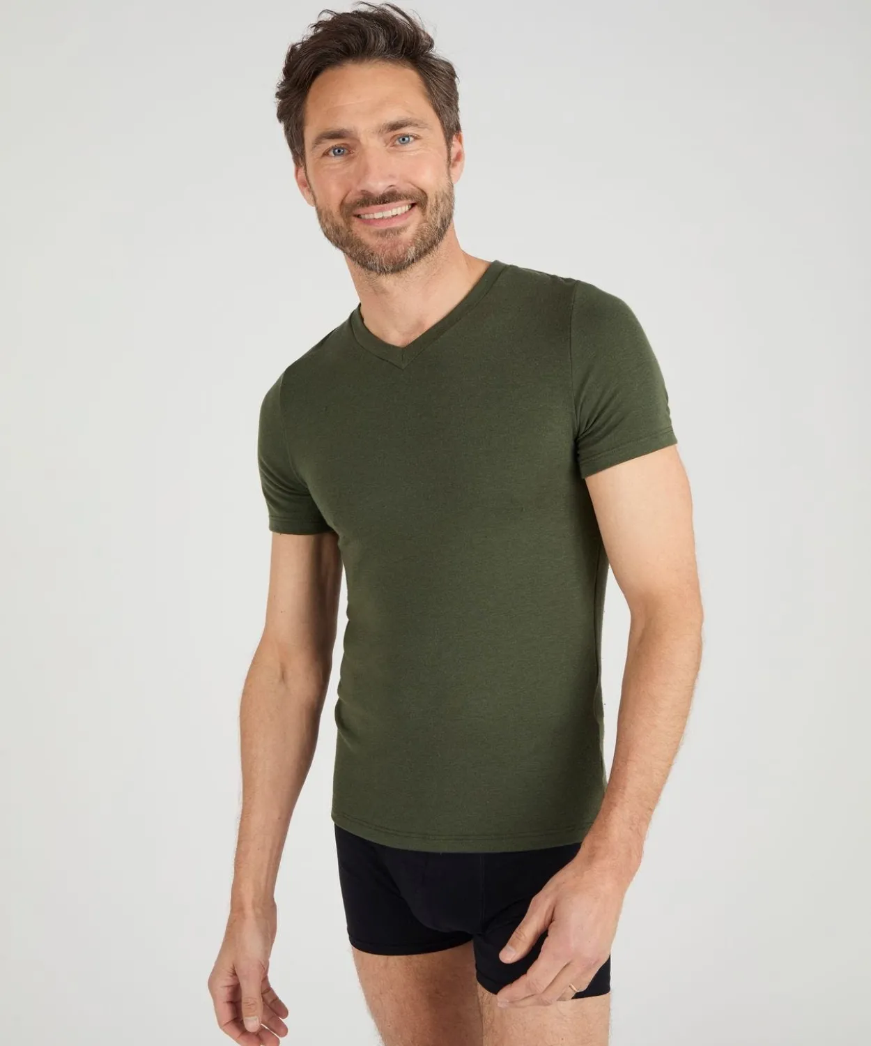 T-shirt col V manches courtes fine côte Thermolactyl Sensitive