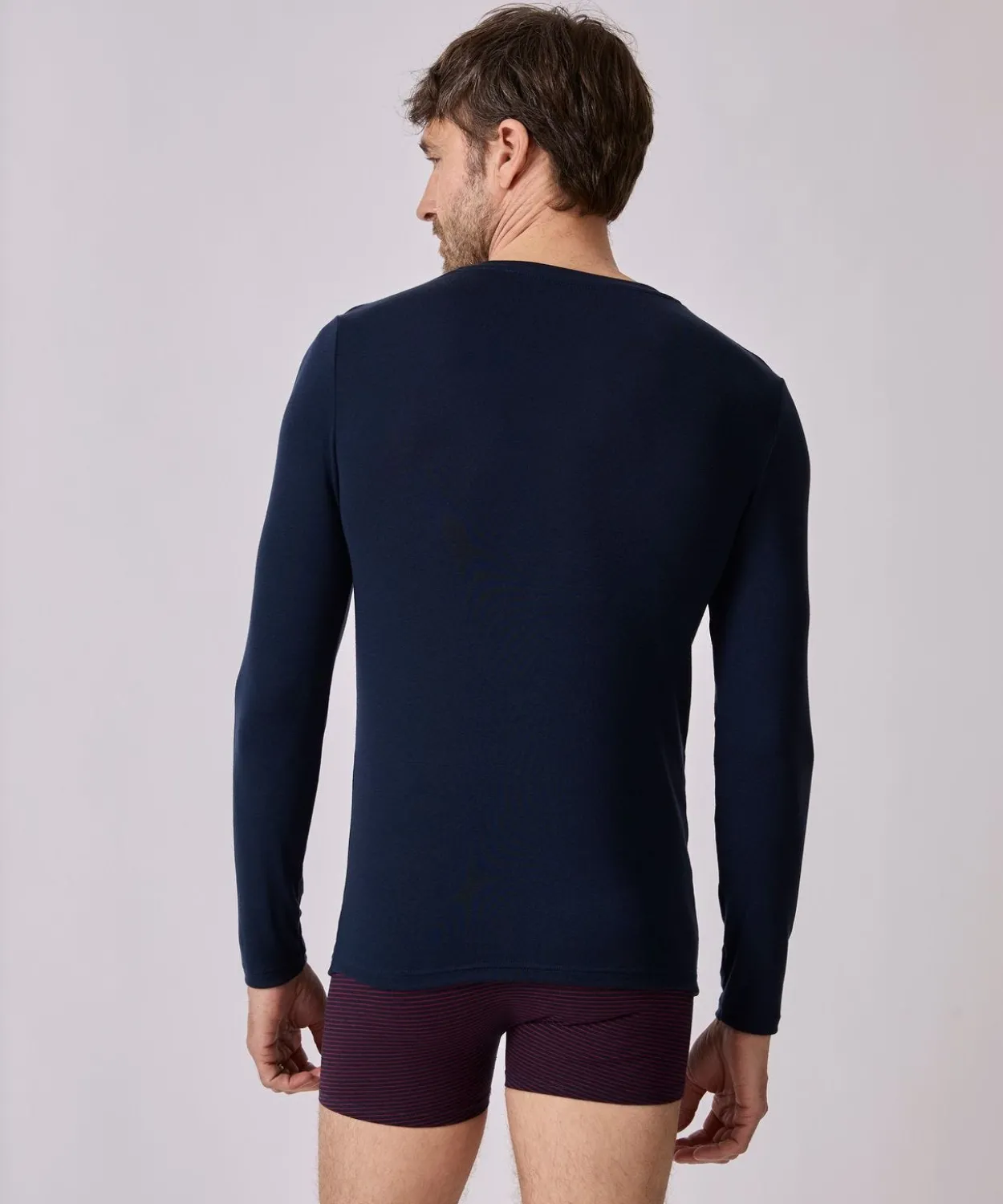 T-shirt col V manches longues fine côte Thermolactyl Sensitive