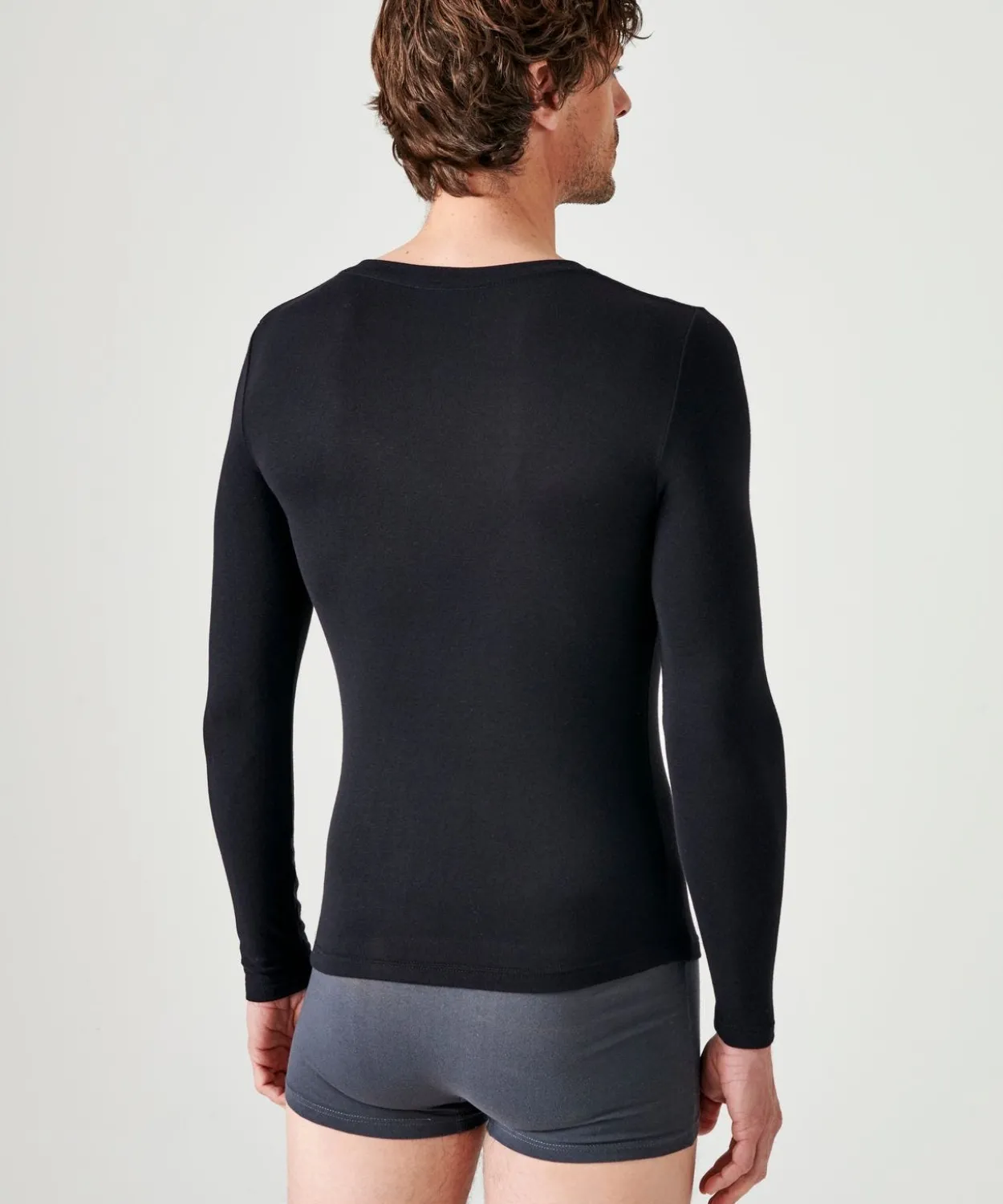 T-shirt col V manches longues fine côte Thermolactyl Sensitive