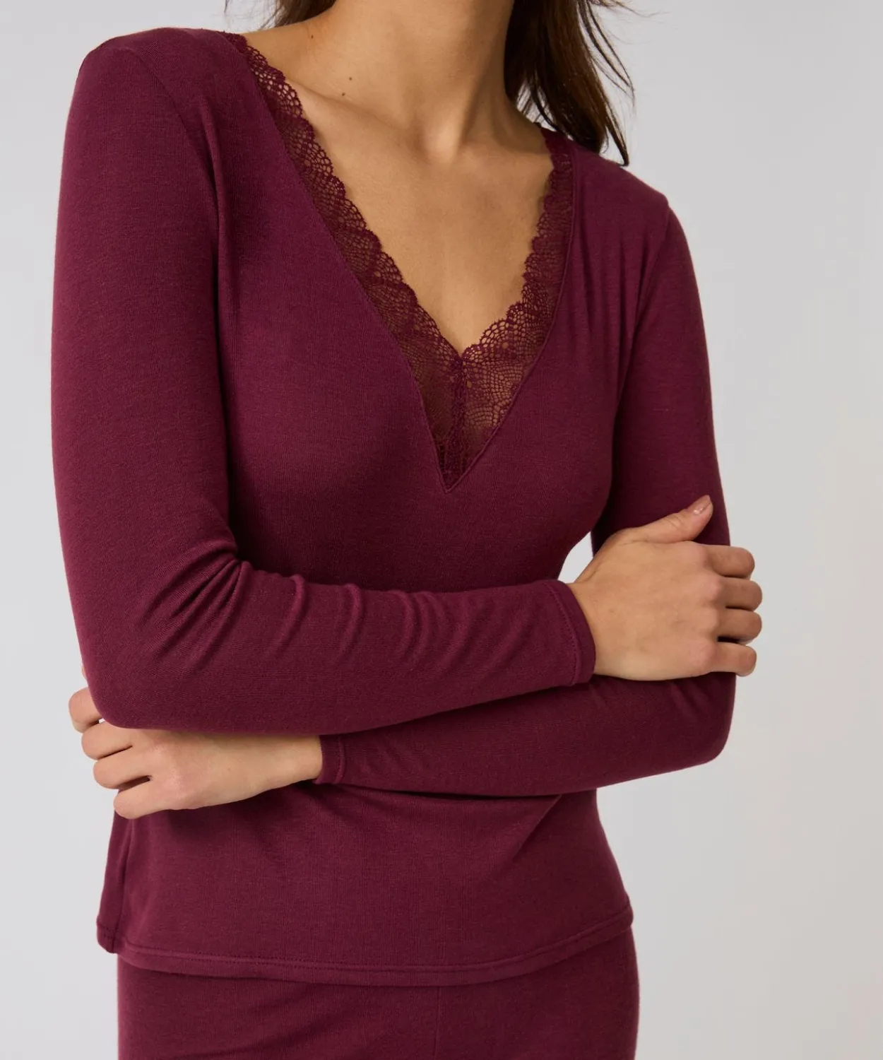 T-shirt dentelle manches longues Thermolactyl Sensitive