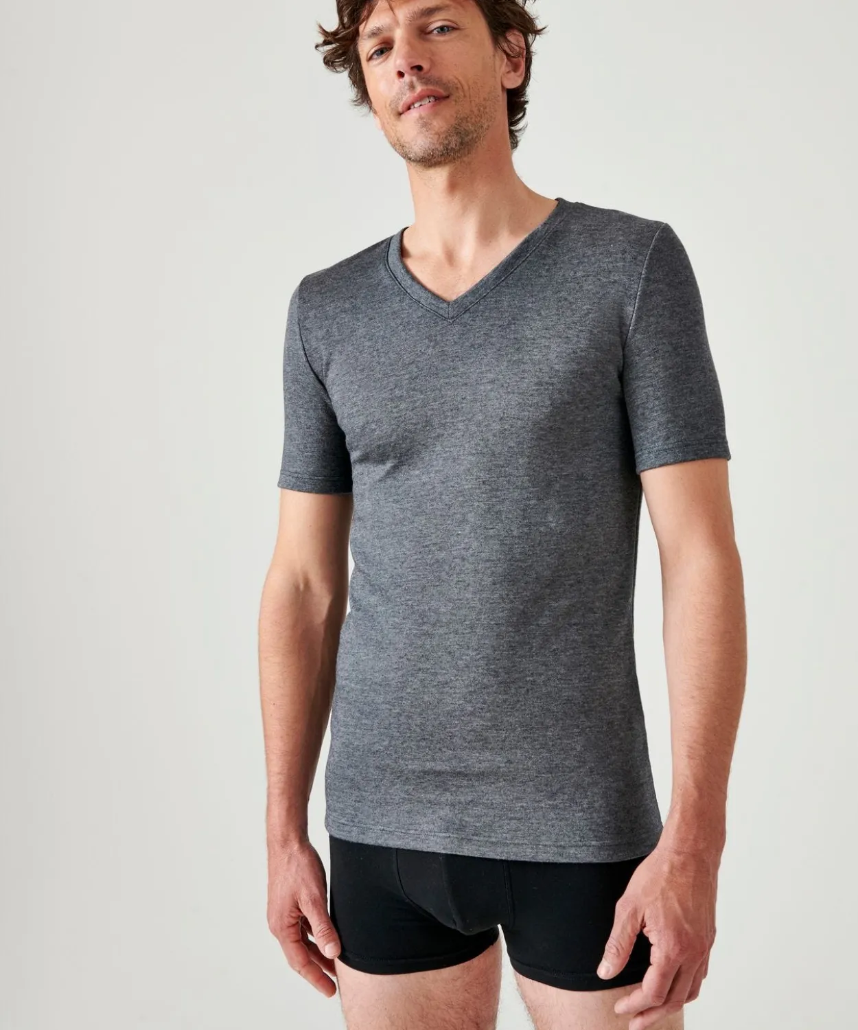 T-shirt double face col V Thermolactyl