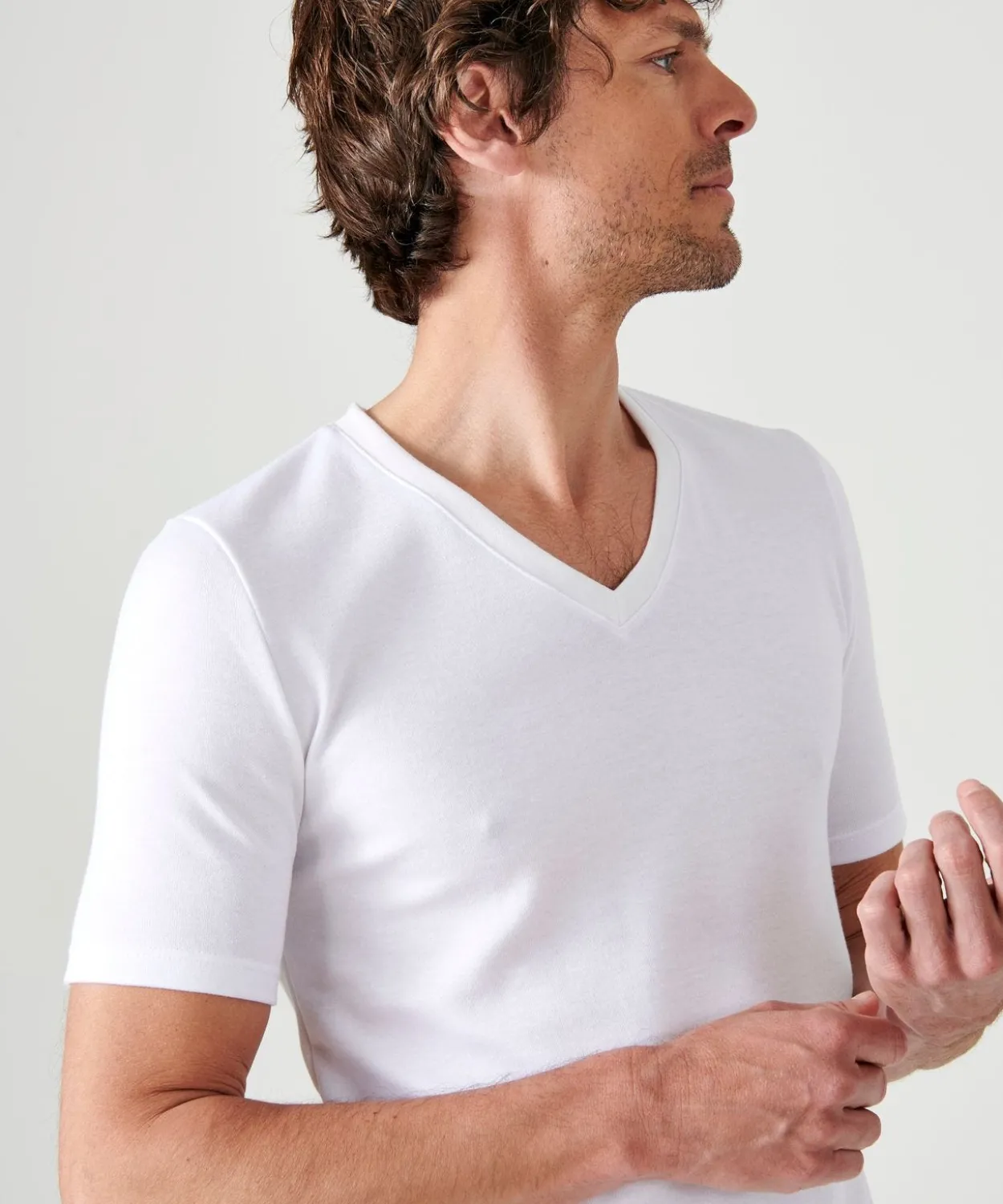 T-shirt double face col V Thermolactyl