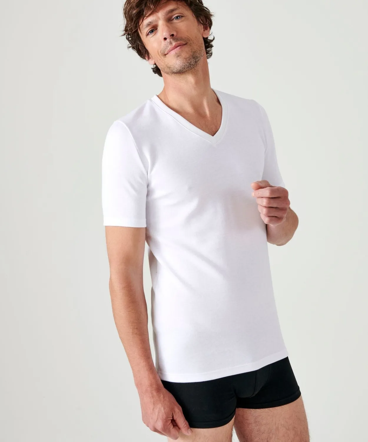 T-shirt double face col V Thermolactyl
