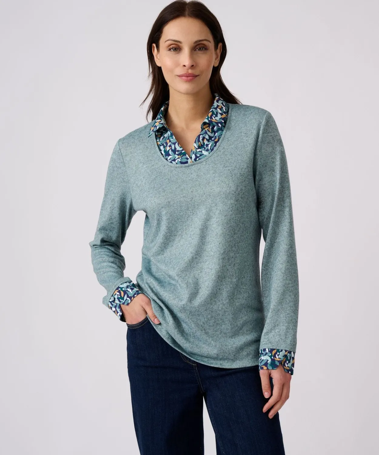 T-shirt effet 2 en 1 maille chaude