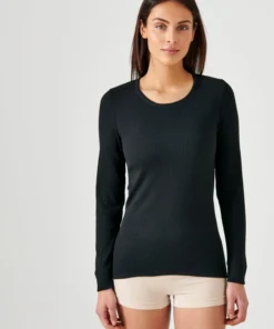 T-shirt femme Thermolactyl col rond, côtes molletonnées