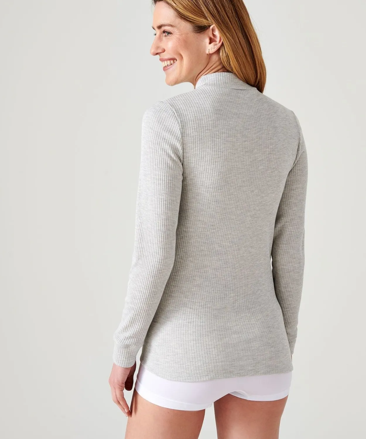 T-shirt femme Thermolactylcol montant, côtes molletonnées