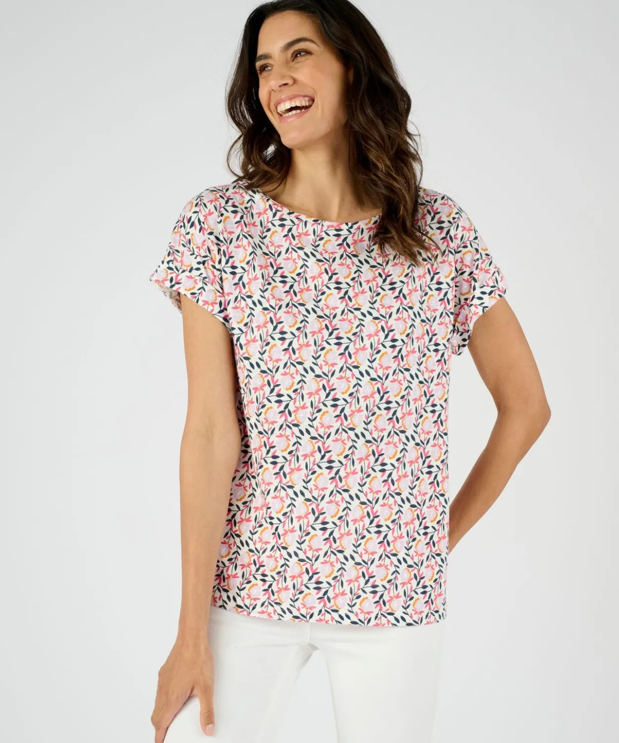 T-shirt flammé imprimé végétal
