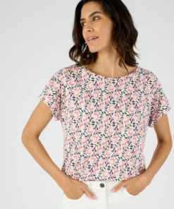 T-shirt flammé imprimé végétal