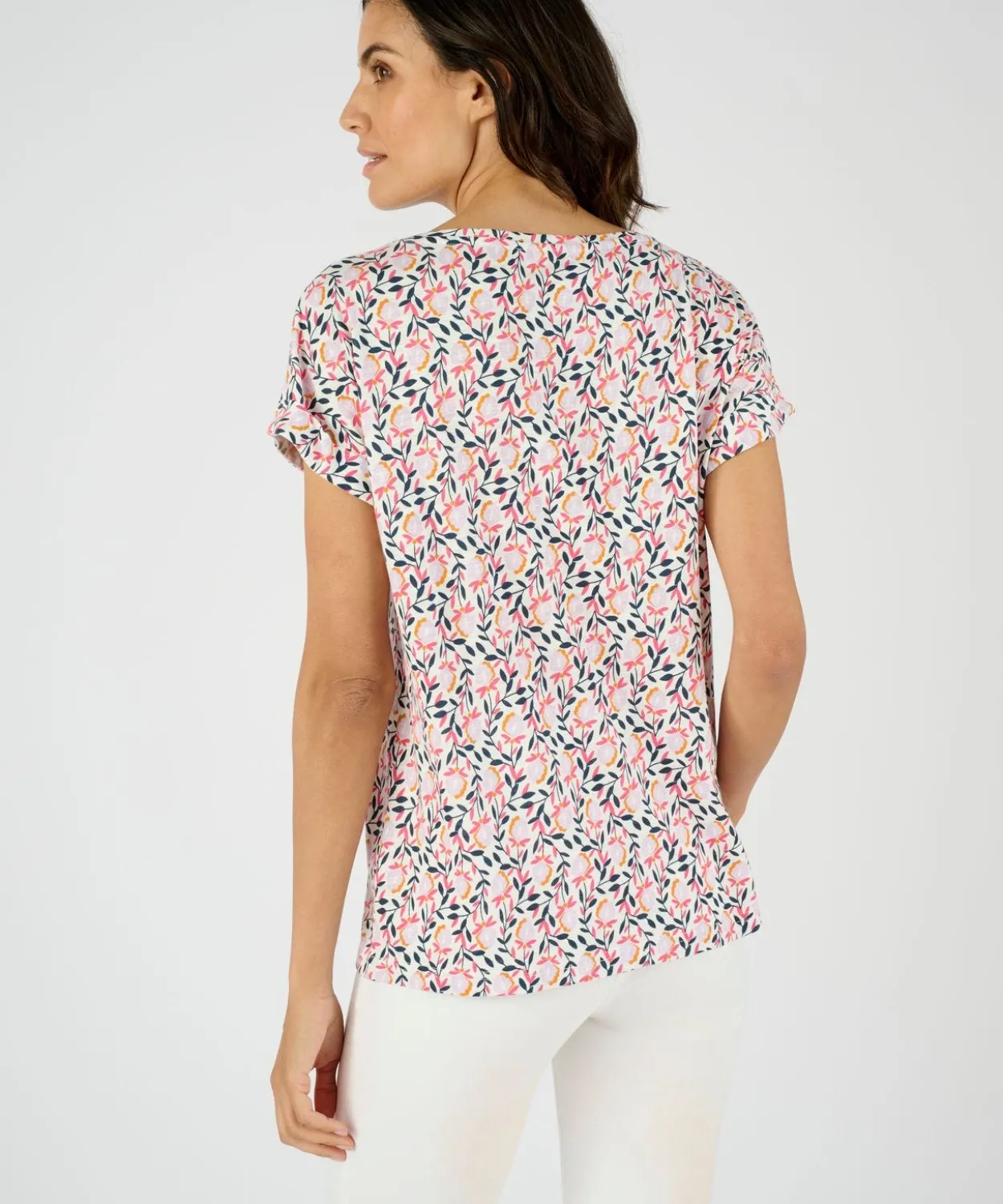T-shirt flammé imprimé végétal