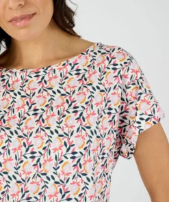 T-shirt flammé imprimé végétal
