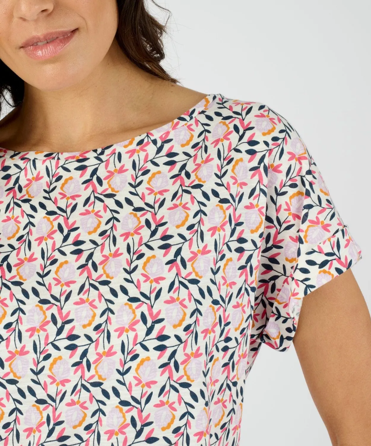 T-shirt flammé imprimé végétal