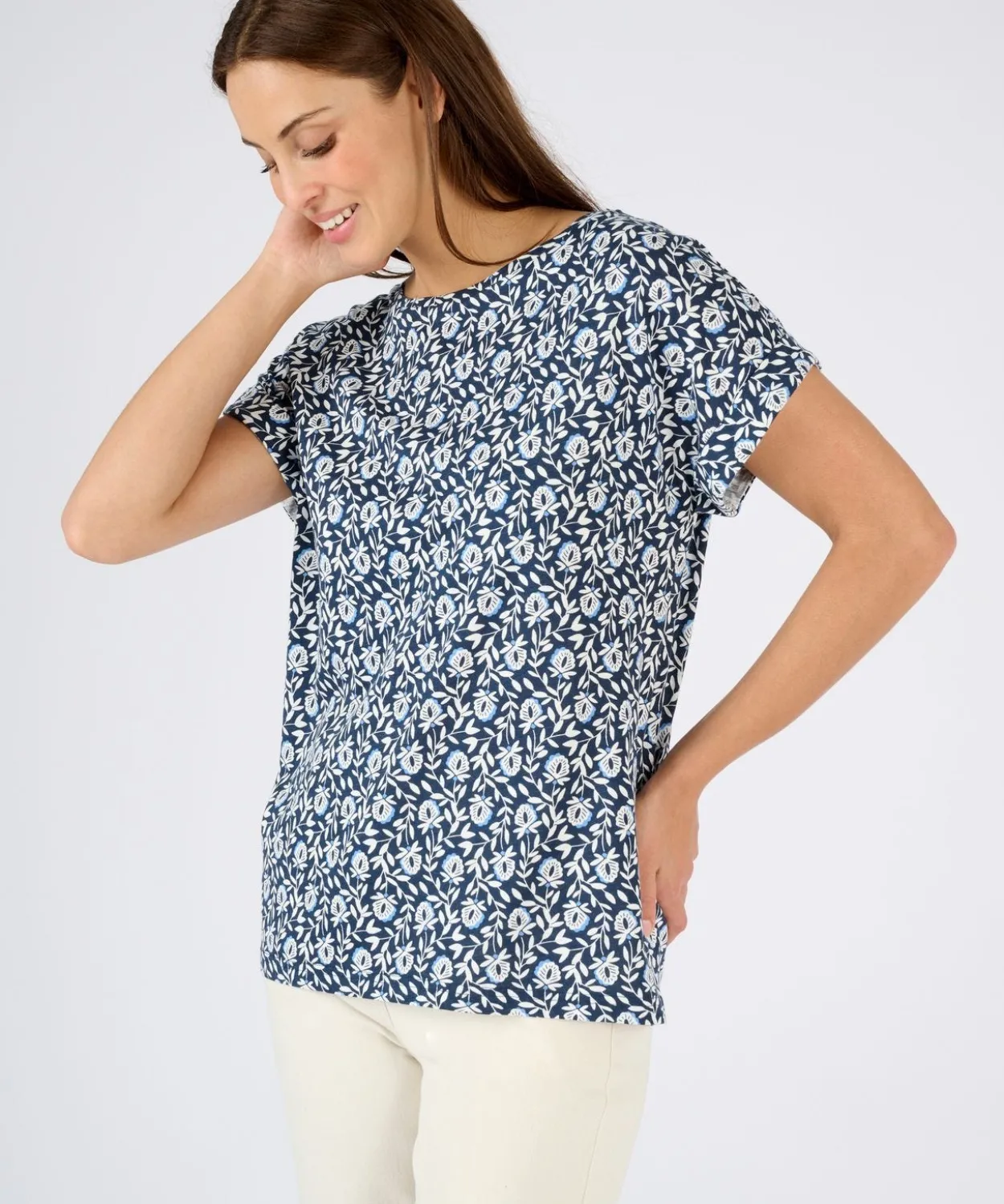 T-shirt flammé imprimé végétal