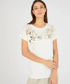 T-shirt imprimé brillant et sequins