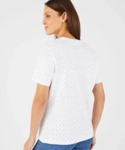 T-shirt maille brodée pur coton