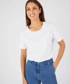 T-shirt maille brodée pur coton
