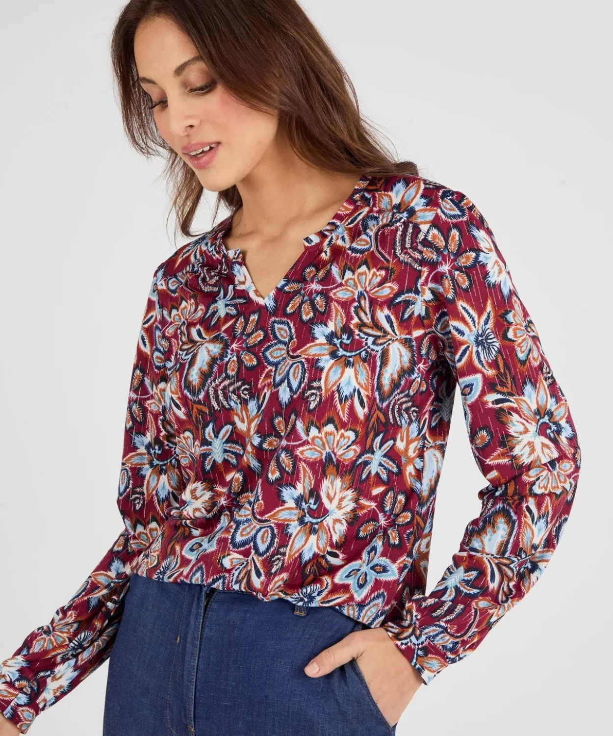 T-shirt maille crêpe stretch fil brillant