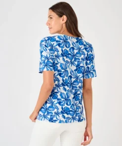T-shirt maille gaufrée fleurie