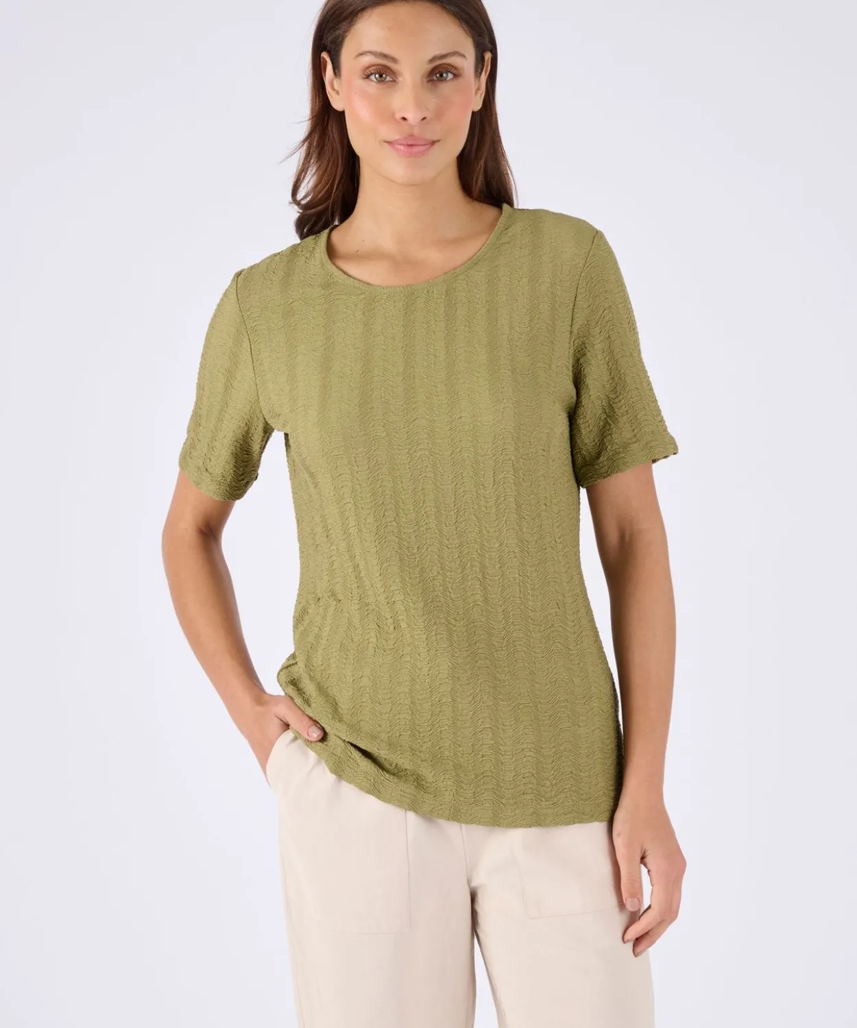 T-shirt maille jacquard effet froissé