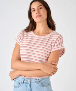 T-shirt maille jacquard rayée