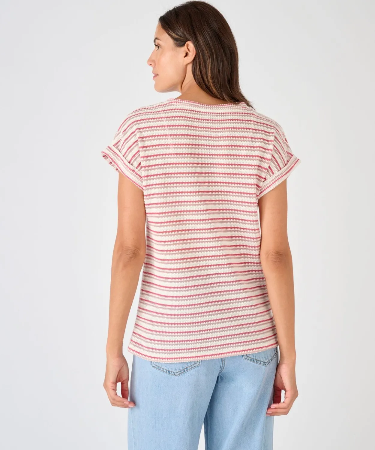 T-shirt maille jacquard rayée